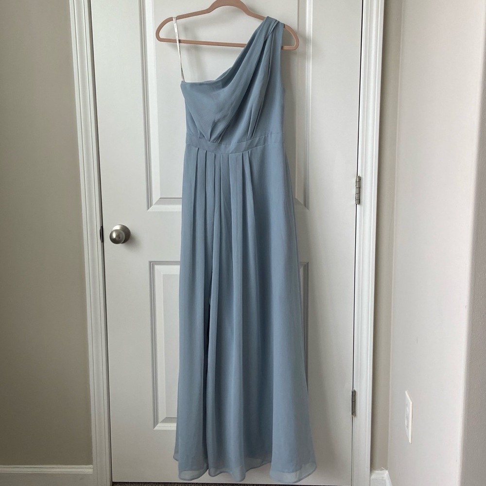 Davids Bridal Dusty Blue Bridesmaid Dress